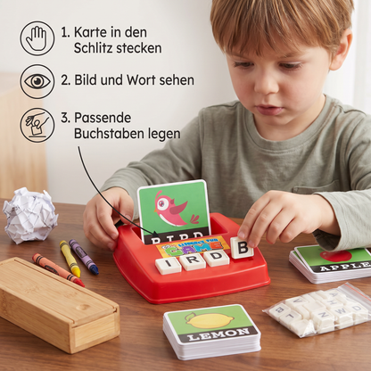 Interaktives Rechtschreib- und Wortzuordnungsspiel – Lernspielzeug zur Lese- und Schreibförderung für Vorschulkinder mit Bildkarten und Buchstabenplättchen