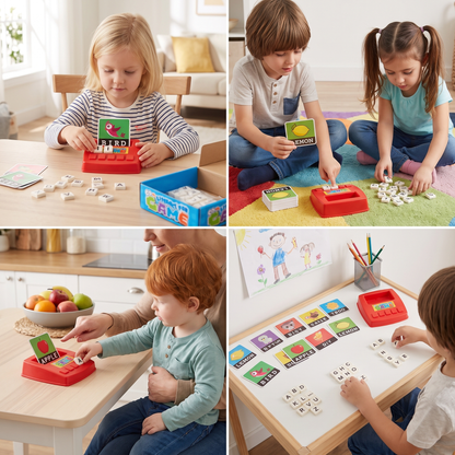 Interaktives Rechtschreib- und Wortzuordnungsspiel – Lernspielzeug zur Lese- und Schreibförderung für Vorschulkinder mit Bildkarten und Buchstabenplättchen