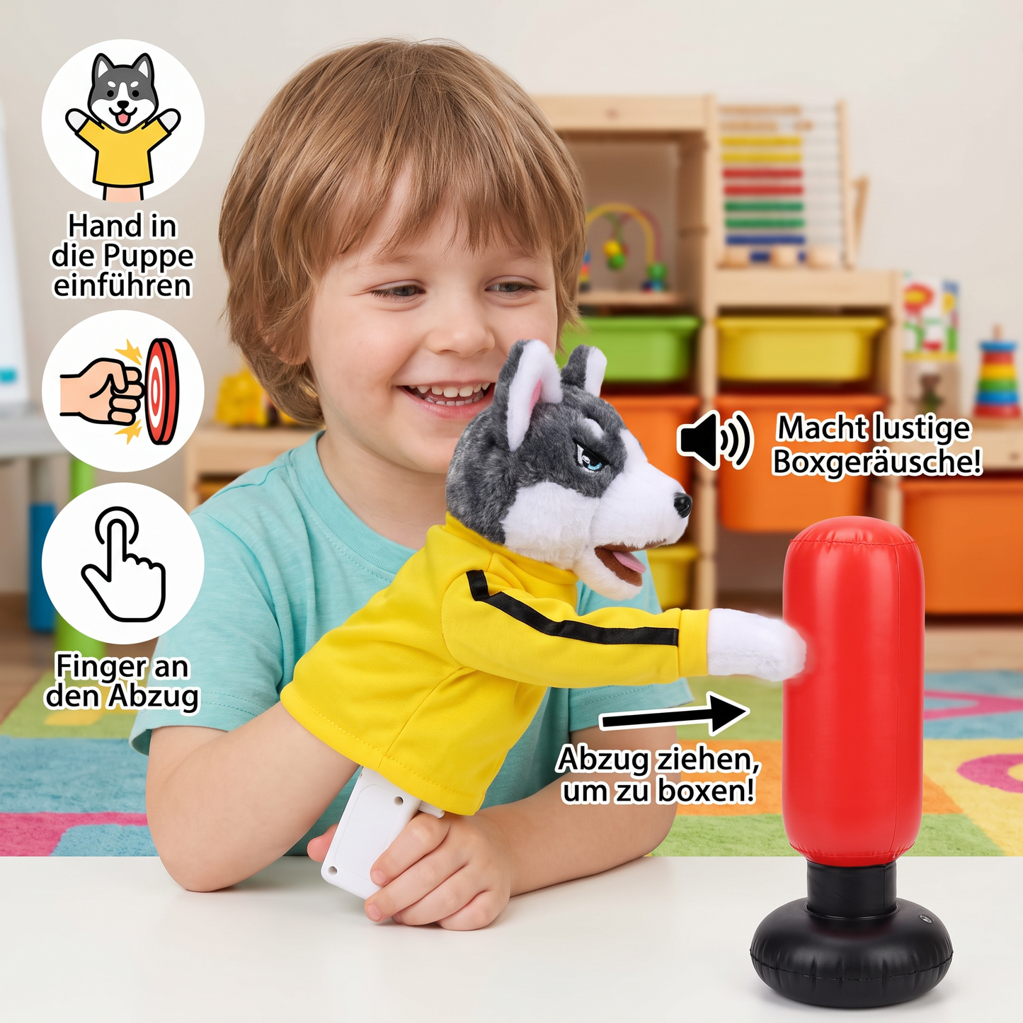 Boxender Husky – lustiges Kinderspielzeug