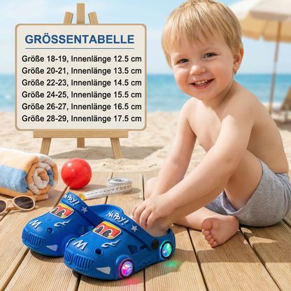 Leuchtende Auto-Kinderslipper – Badeschlappen mit rutschfester Sohle