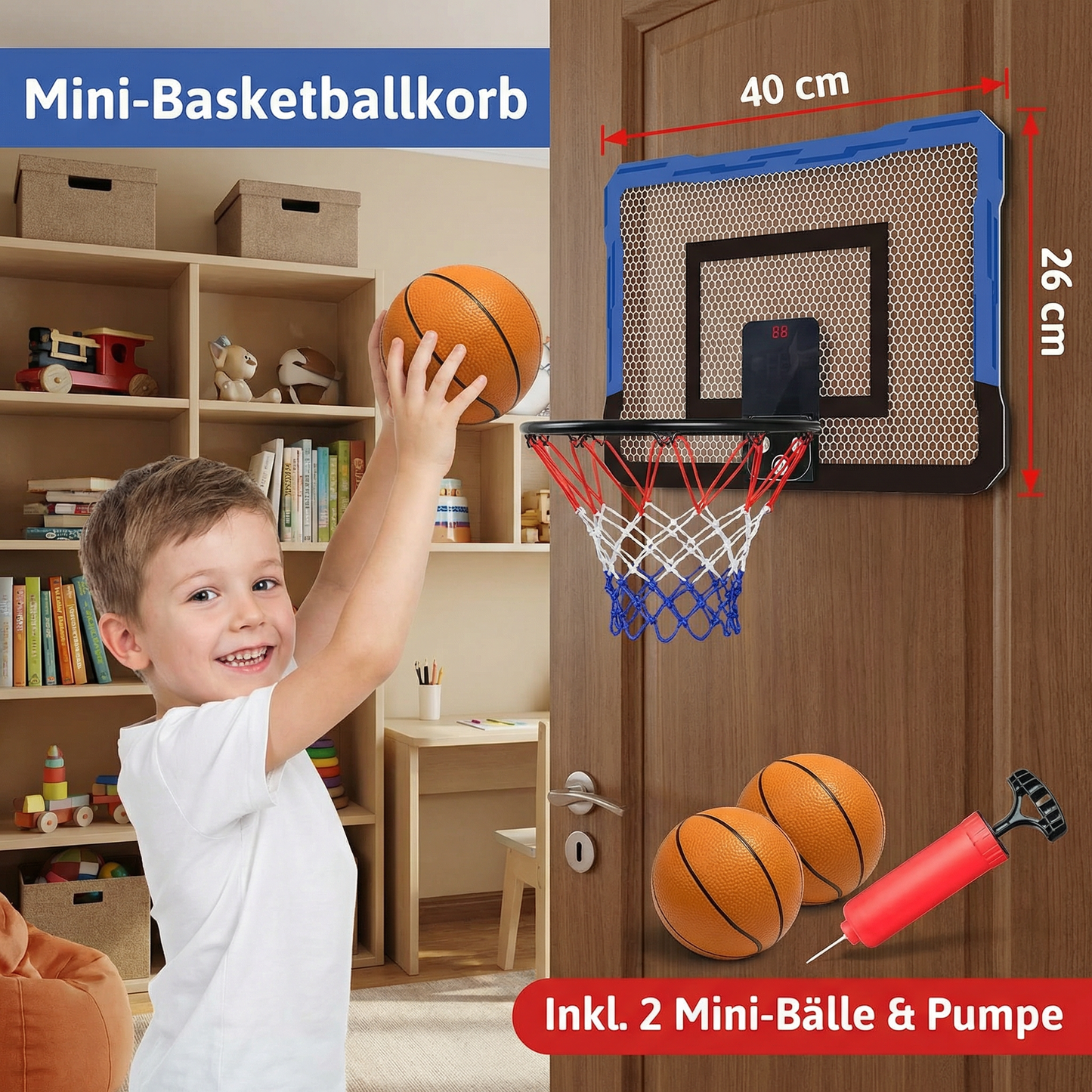 Mini Basketballkorb für Kinder – Wand- & Türkorb Set für Zuhause