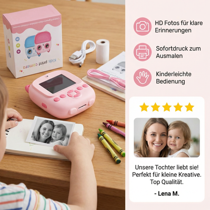 Kinder Sofortbildkamera – Mini Digitalkamera mit HD-Foto & integriertem Drucker