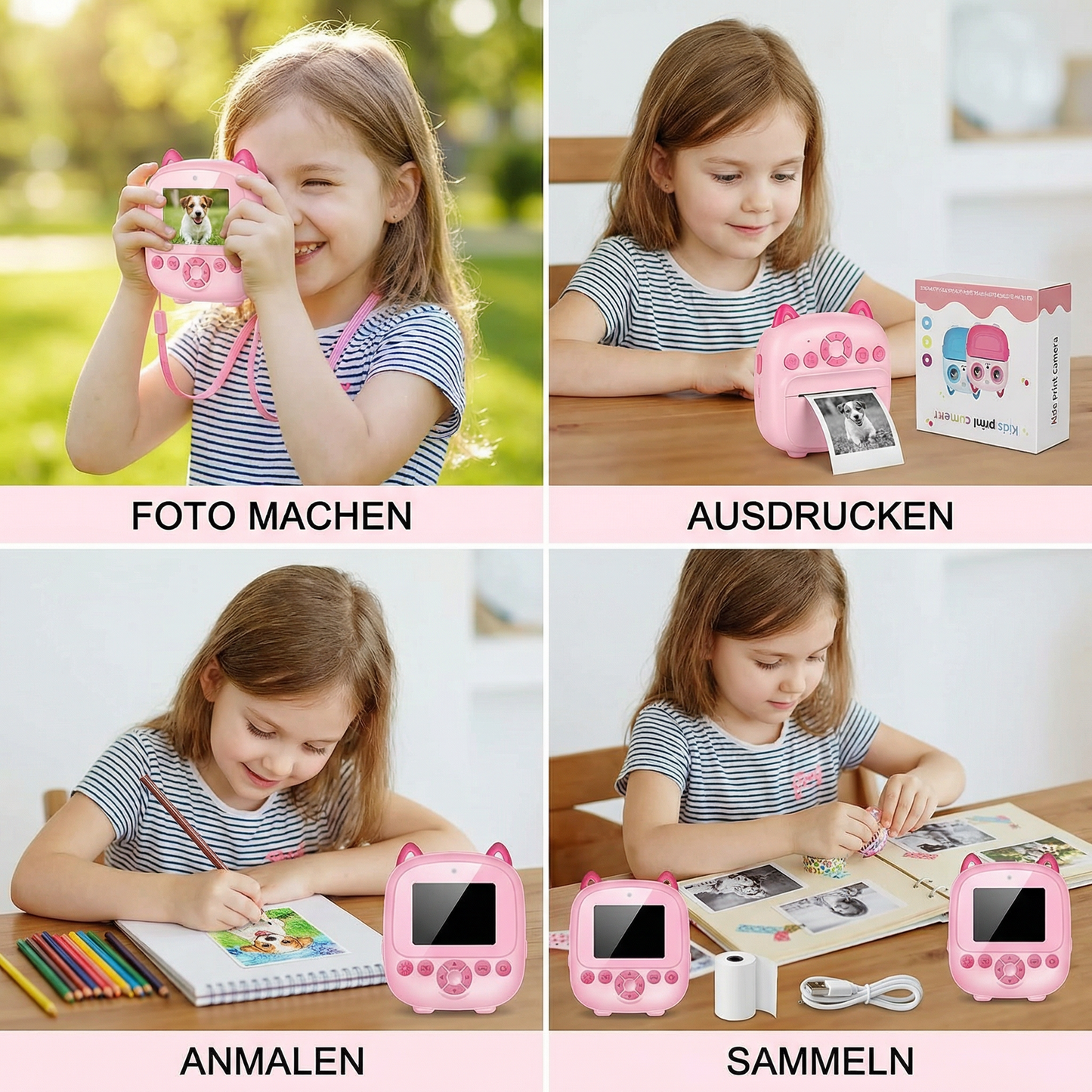 Kinder Sofortbildkamera – Mini Digitalkamera mit HD-Foto & integriertem Drucker