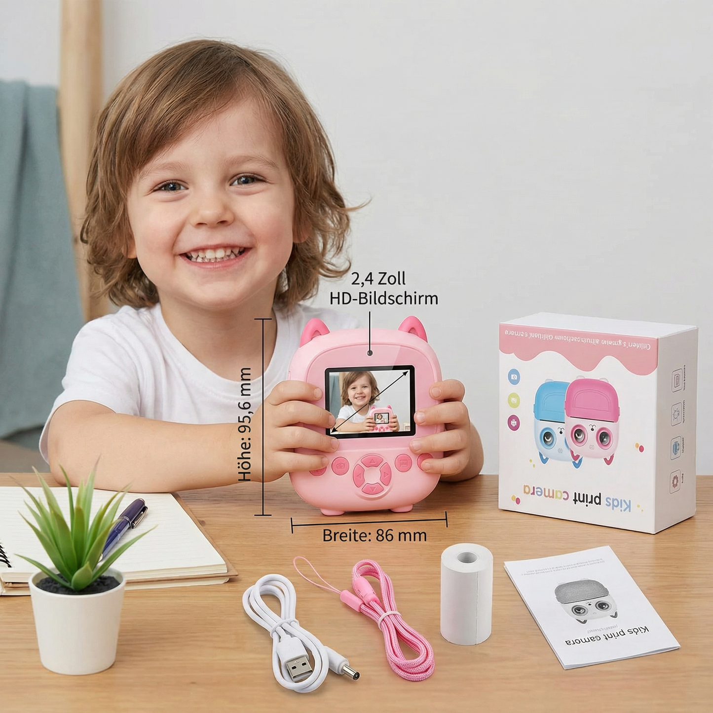 Kinder Sofortbildkamera – Mini Digitalkamera mit HD-Foto & integriertem Drucker