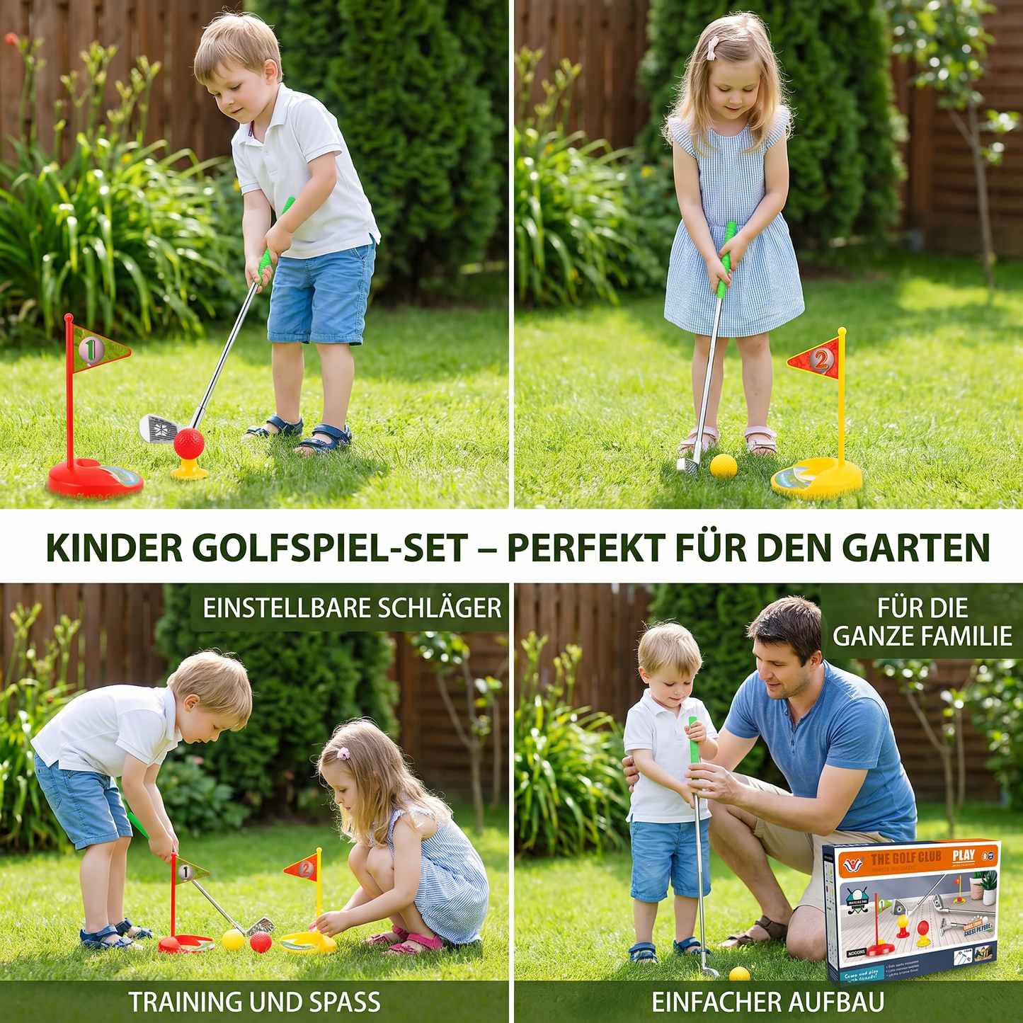 Kinder Golfspiel-Set mit Größenanpassbaren Schlägern - Perfekt für den Garten