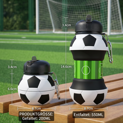 Faltbare und strapazierfähige Fußball-Trinkflasche aus Silikon