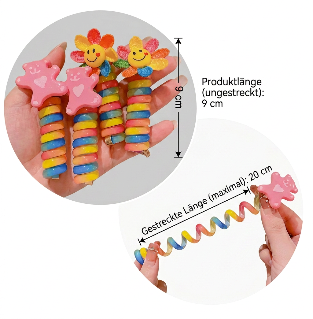 Süßes Spiral-Haargummi-Set für Kinder