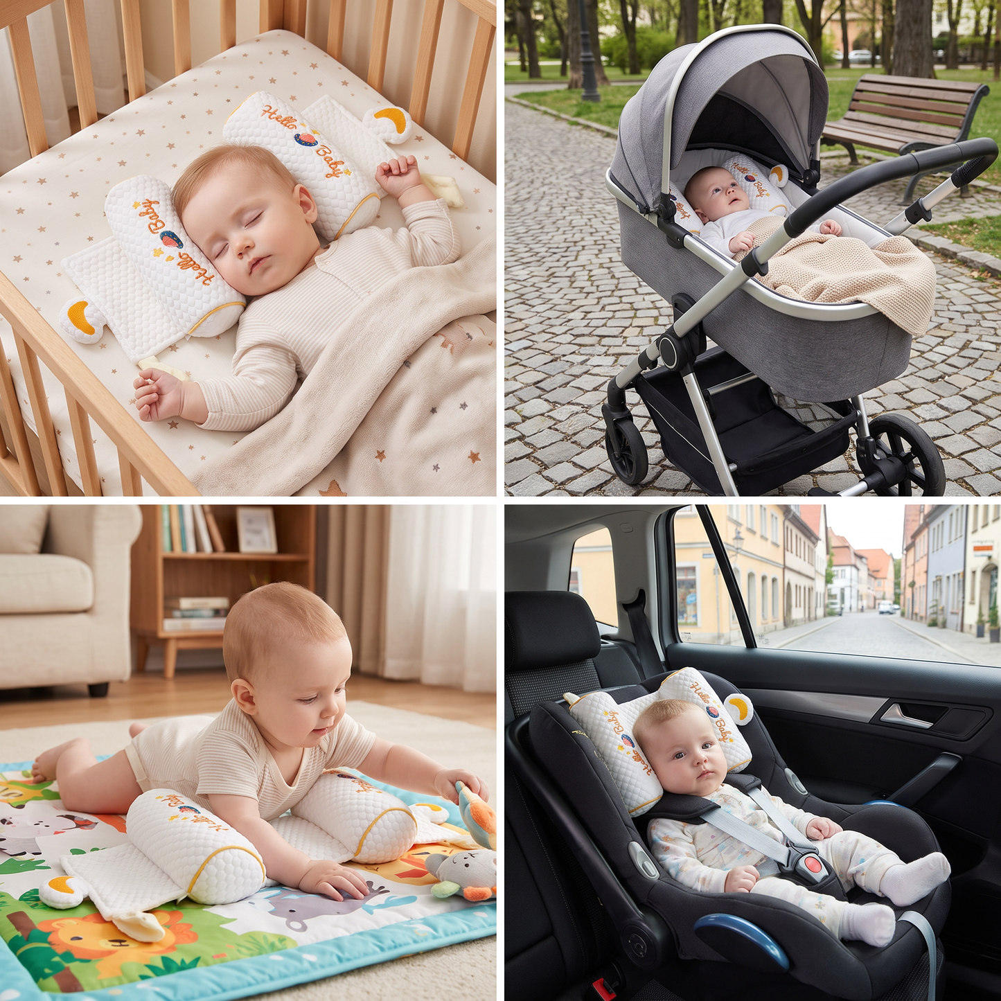 Verstellbares Babykopfkissen mit Hirsefüllung