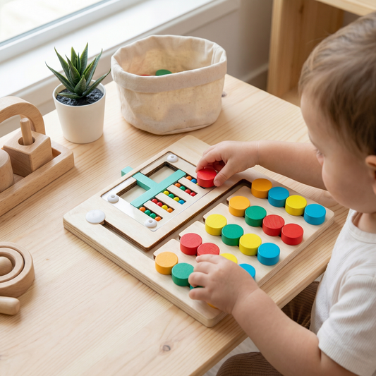 Vierfarben Logik Sortierspiel aus Holz – Montessori Lern- & Denkspiel für Kinder