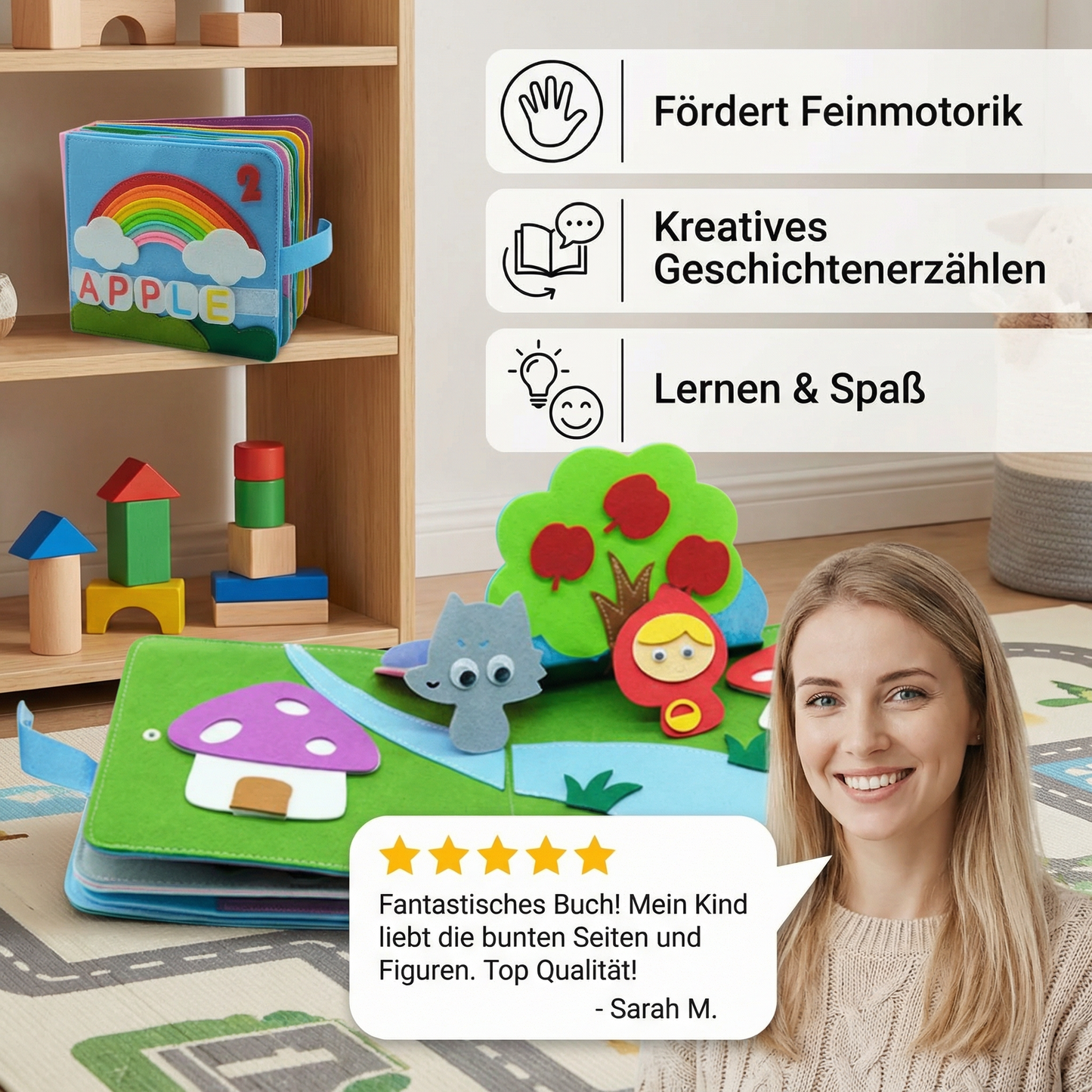 Sensorisches Filz Geschichten Lernbuch – Montessori Spielspaß für Kinder