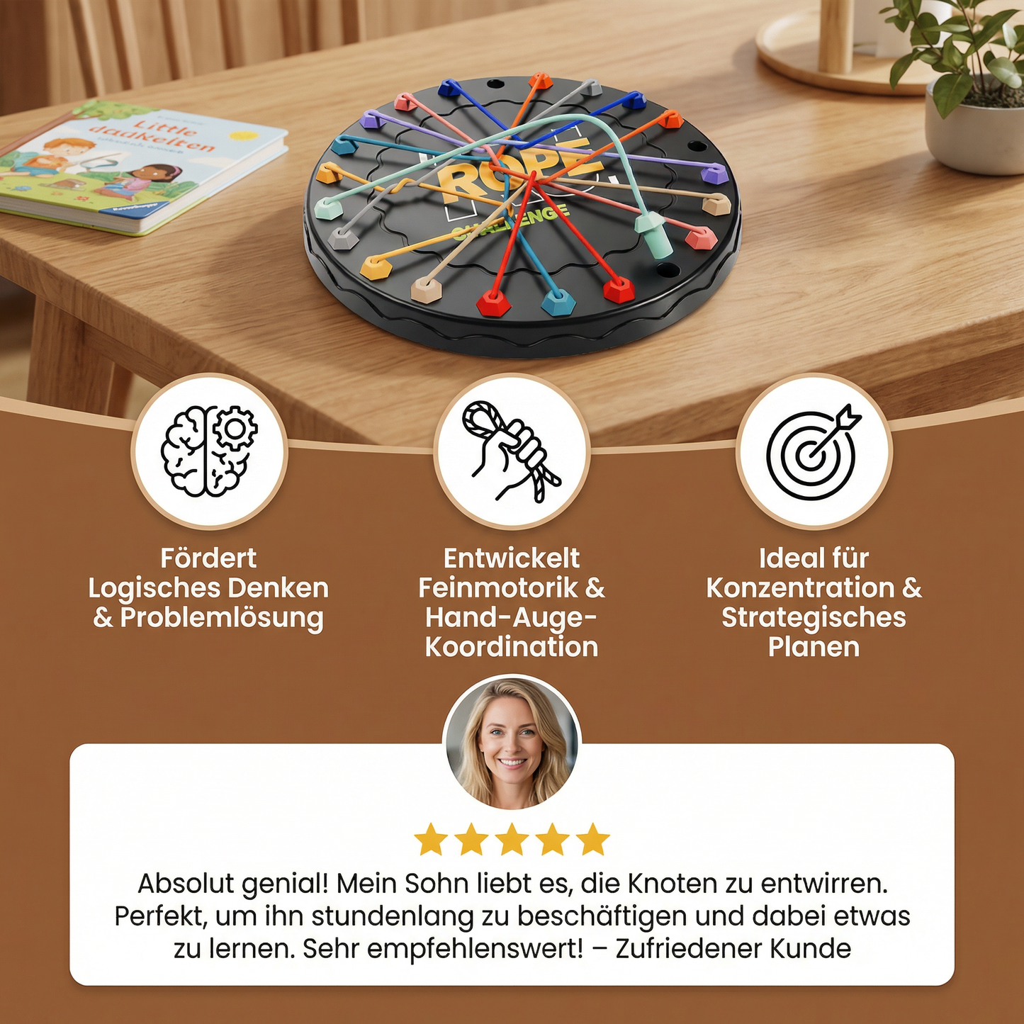 Knoten- & Seil-Logikspiel – Denk- & Strategiespiel für Kinder