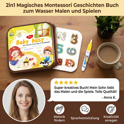 2in1 Magisches Montessori Geschichten Buch zum Wasser Malen und Spielen