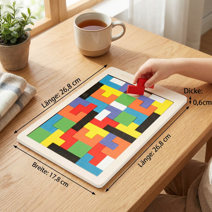 Pädagogisches Holz Tangram Puzzle – Farbenfrohes Montessori Lernspiel für Kinder