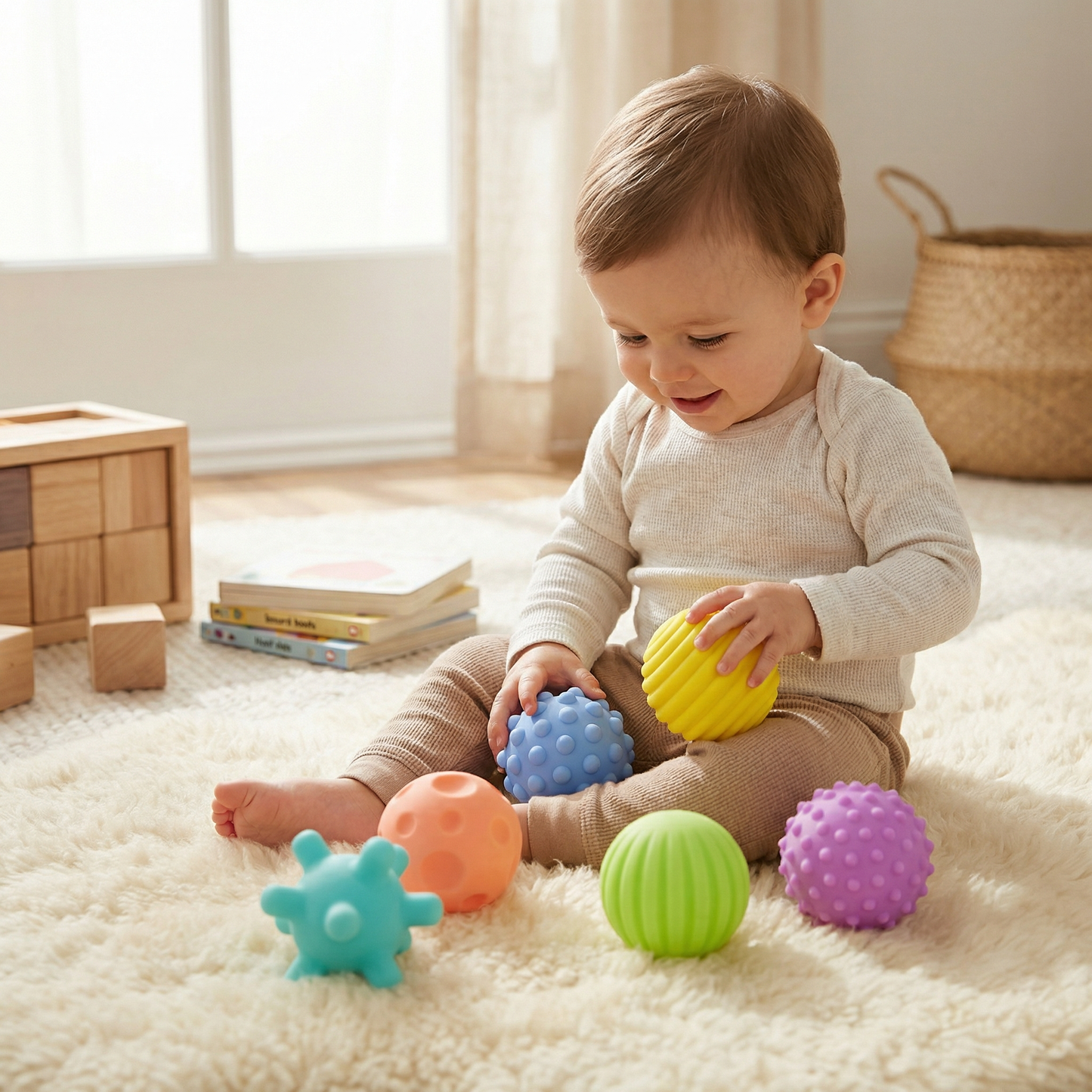 6er Set Sensorik-Bälle – Weiche Tastsinn- & Massagebälle für Babys & Kinder