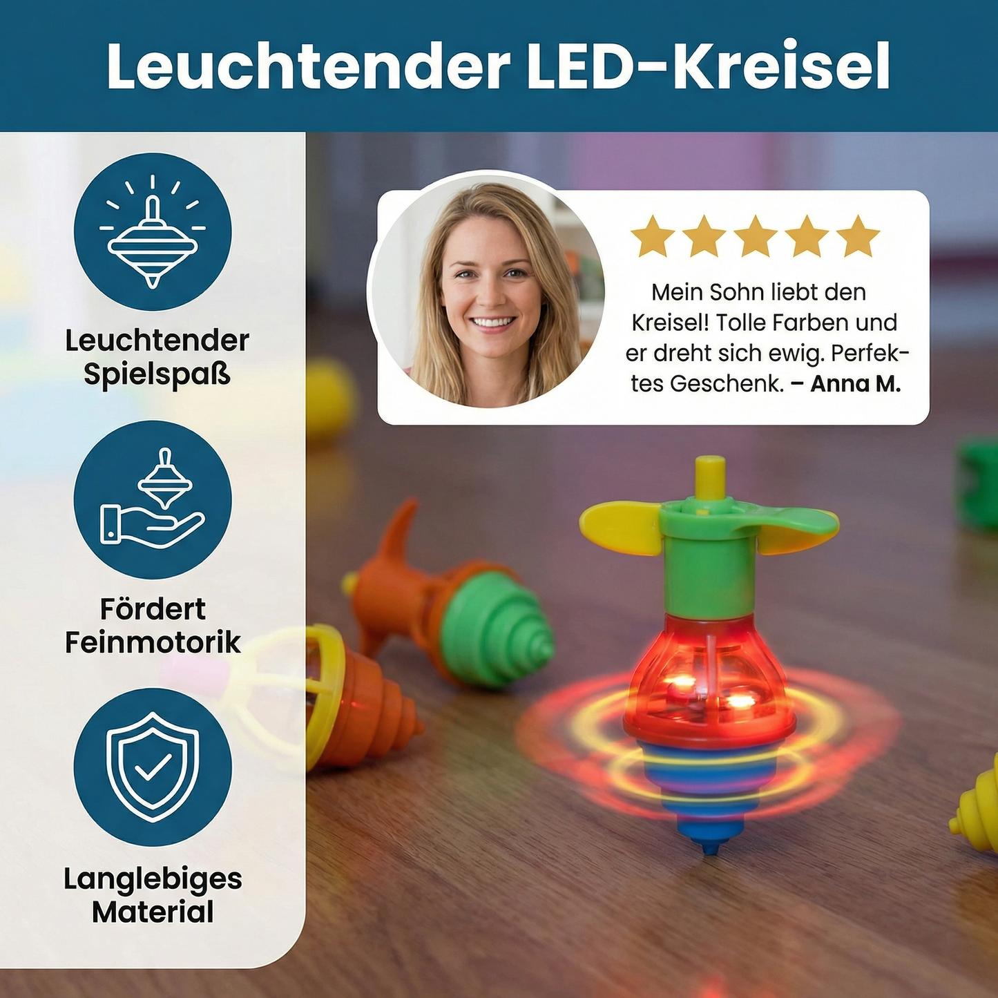 Leuchtender LED-Kreisel – Buntes Geschenkspielzeug für Kinder