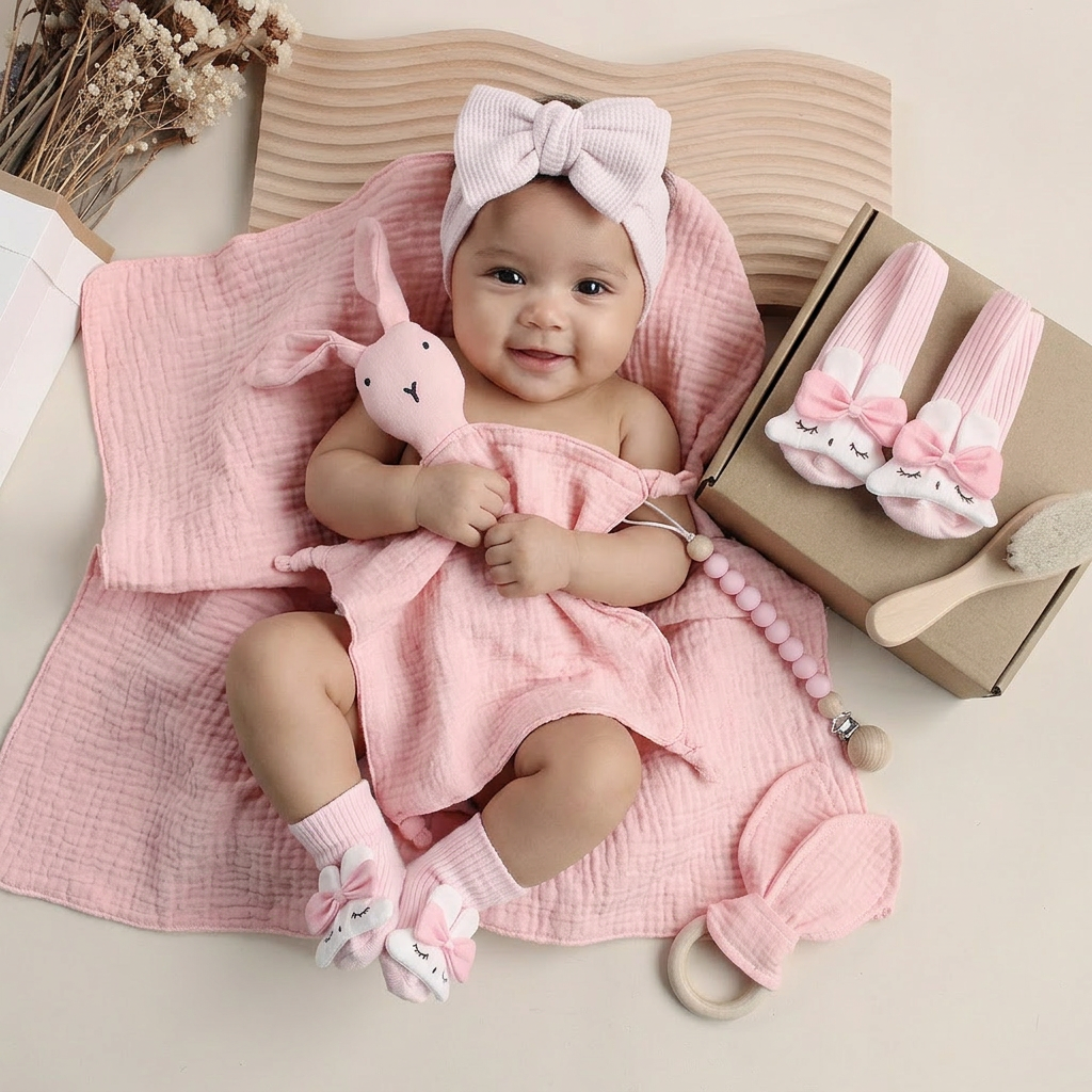 6-Teiliges Neugeborenen Geschenkbox Set  – Baby Erstausstattung