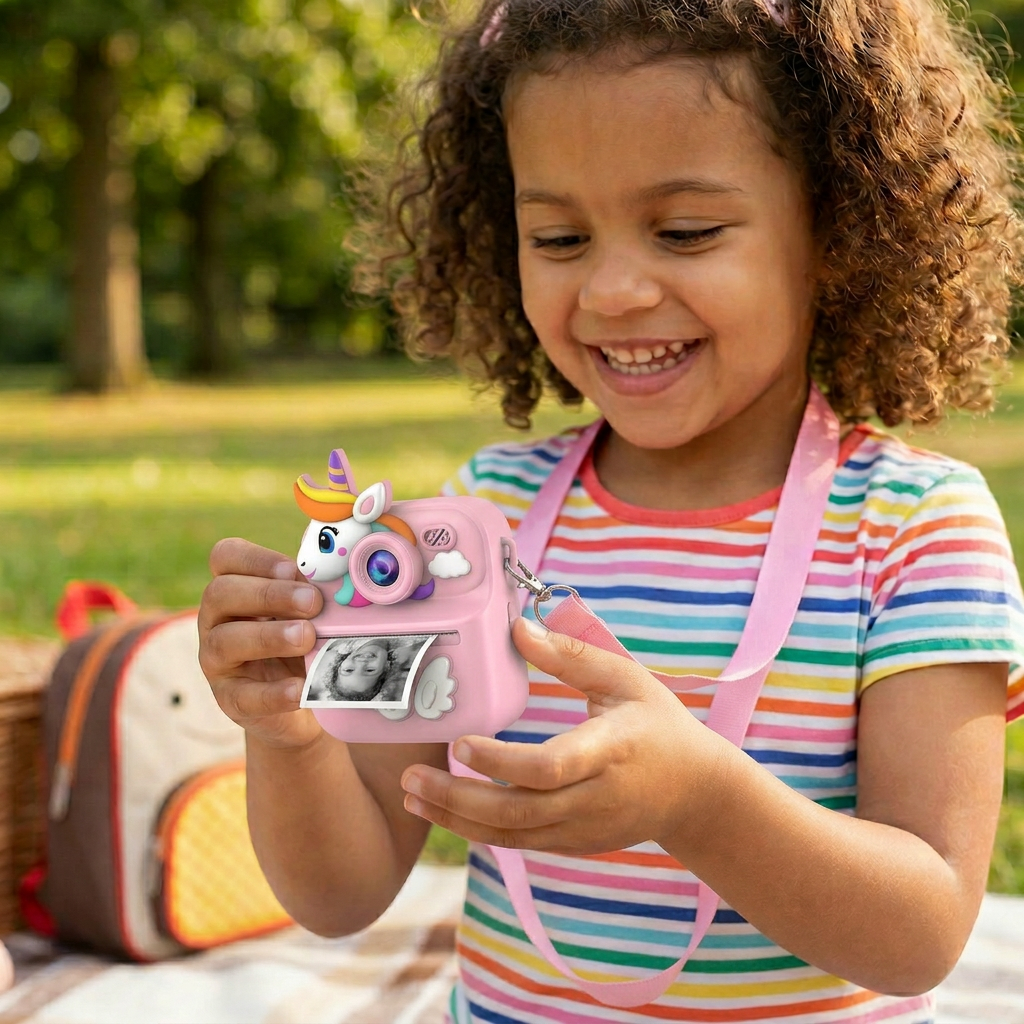 Kinder Sofortbildkamera mit Mini-Thermodrucker – Dual-Kamera & HD-Video (1080p)