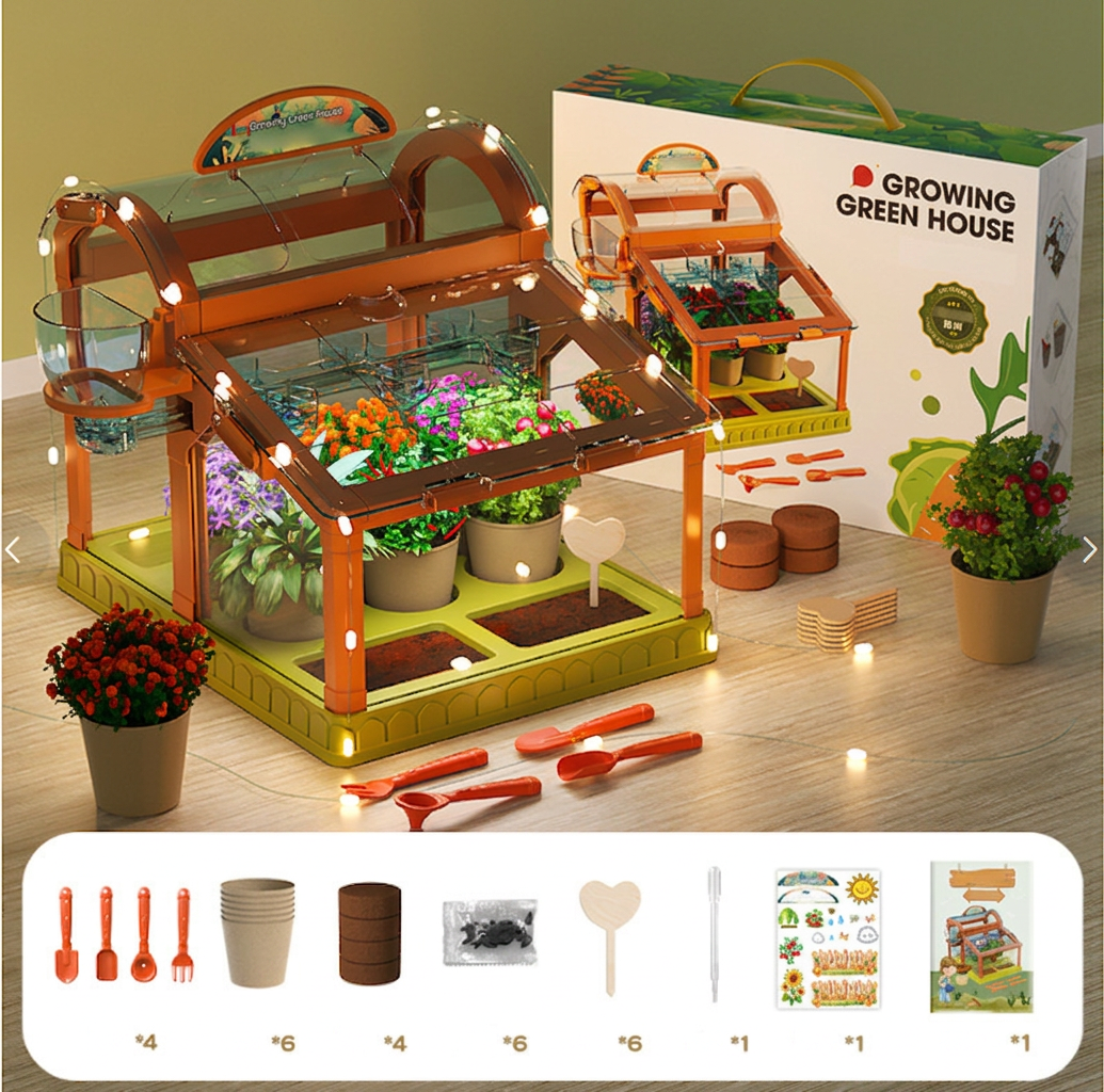 Kinder-Gewächshaus aus Acryl – Indoor Pflanzset für spielerisches Lernen & Pflanzenzucht