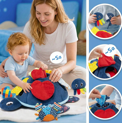Montessori Schildkröten Entdecker-Spielzeug – Weiches Sensorik-Stoffspiel für Babys