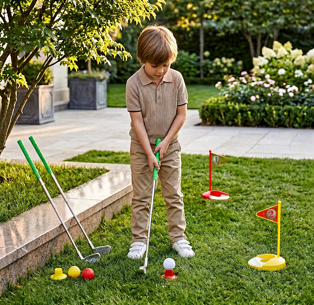 Kinder Golfspiel-Set mit Größenanpassbaren Schlägern - Perfekt für den Garten
