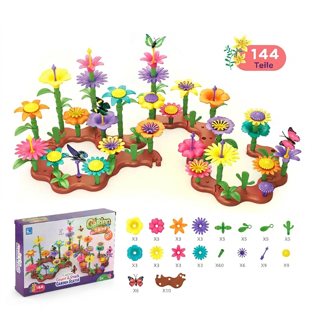 Blumen-Garten Steckspiel für Kinder – Kreatives Pflanz & Lernspielzeug für kleine Gärtnerinnen und Gärtner