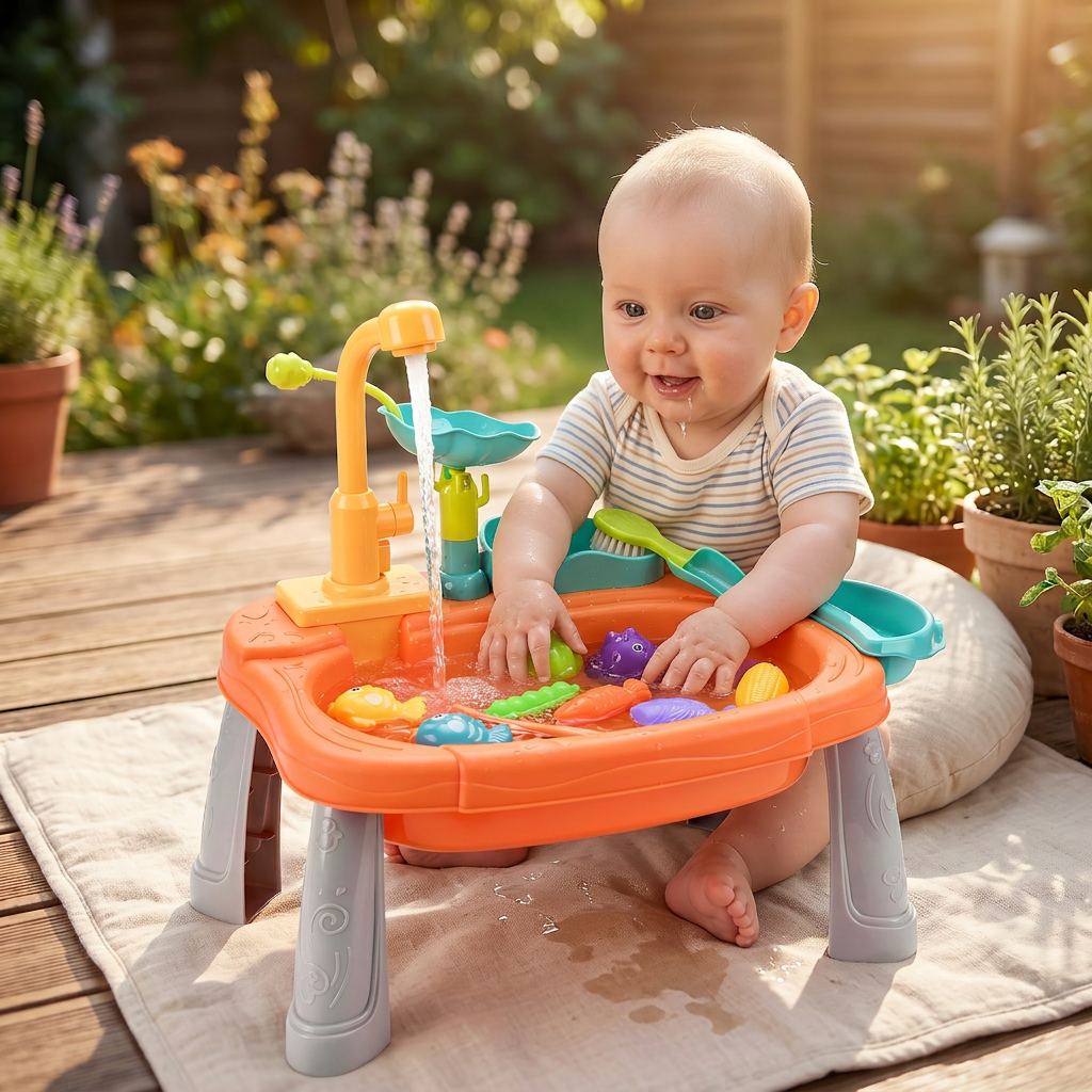 Ergonomisch Erhöhte Kinder-Spielküche mit elektrischer Wasserfunktion
