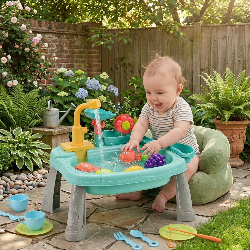 Ergonomisch Erhöhte Kinder-Spielküche mit elektrischer Wasserfunktion