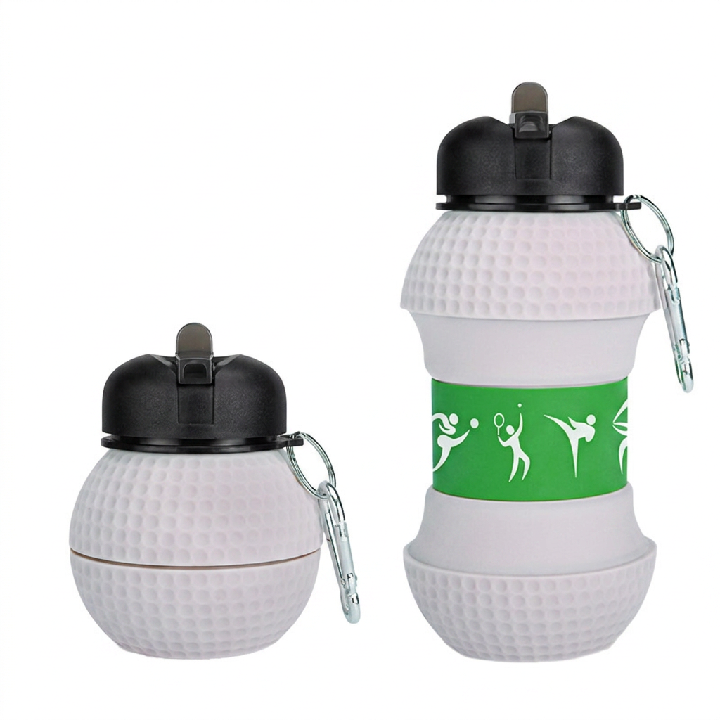 Faltbare und strapazierfähige Fußball-Trinkflasche aus Silikon