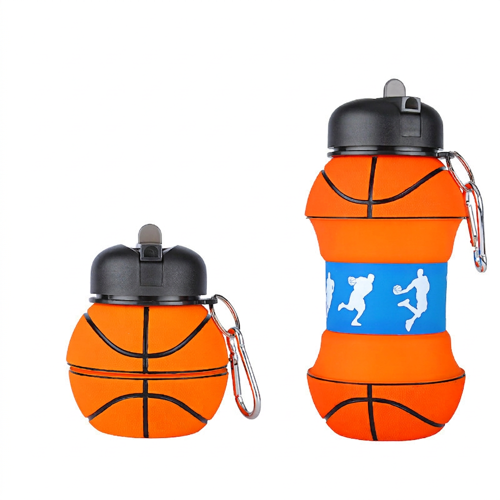 Faltbare und strapazierfähige Fußball-Trinkflasche aus Silikon