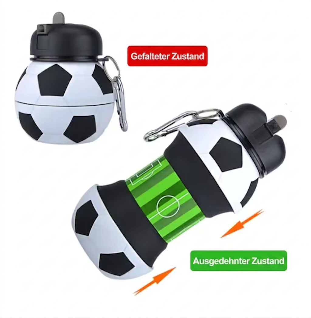 Faltbare und strapazierfähige Fußball-Trinkflasche aus Silikon