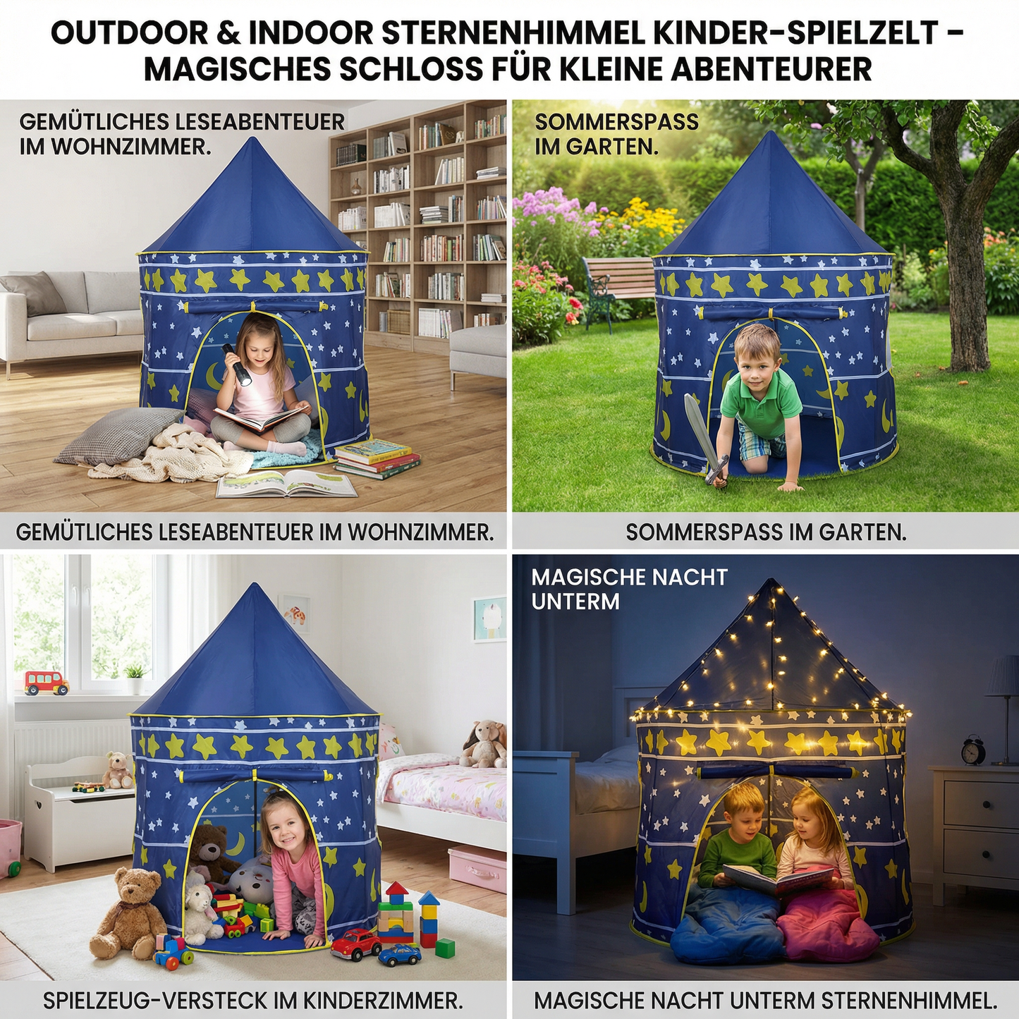 Outdoor & Indoor Sternenhimmel Kinder-Spielzelt – Magisches Schloss für kleine Abenteurer