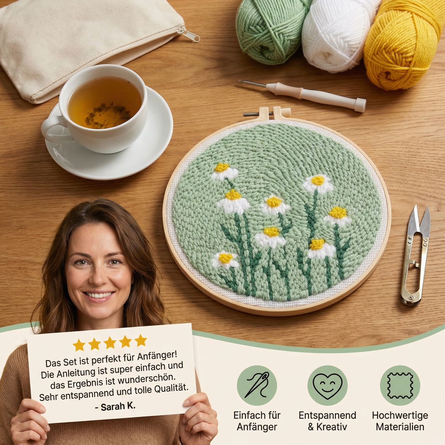DIY Stanzstick-Nadel Stickset – Anfänger Set mit Schönen Motiven