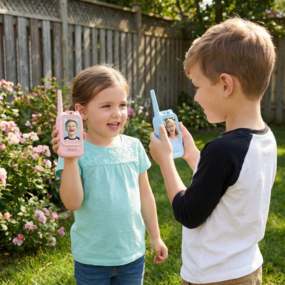 Kinder Video-Walkie-Talkie 2er Set  – Funkgeräte mit Kamera & Bildschirm