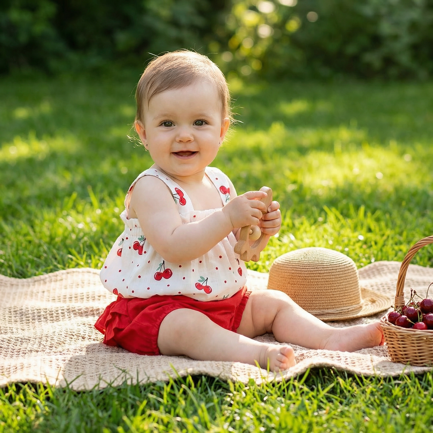 Sommerliches 2-teiliges Baby-Mädchen Set – Kariertes Trägerkleid mit passendem Höschen