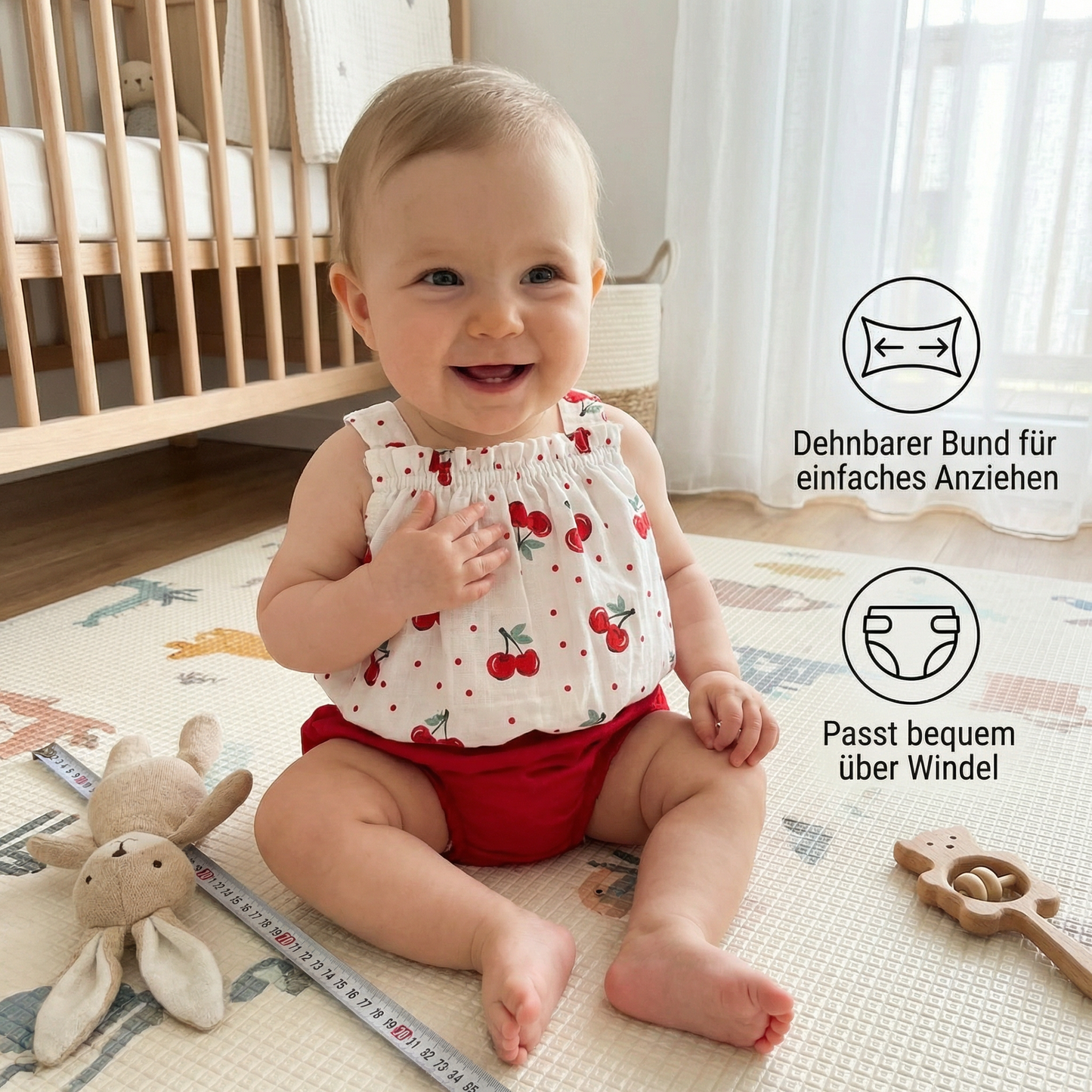 Sommerliches 2-teiliges Baby-Mädchen Set – Kariertes Trägerkleid mit passendem Höschen