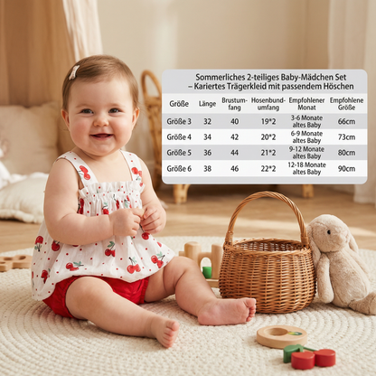 Sommerliches 2-teiliges Baby-Mädchen Set – Kariertes Trägerkleid mit passendem Höschen