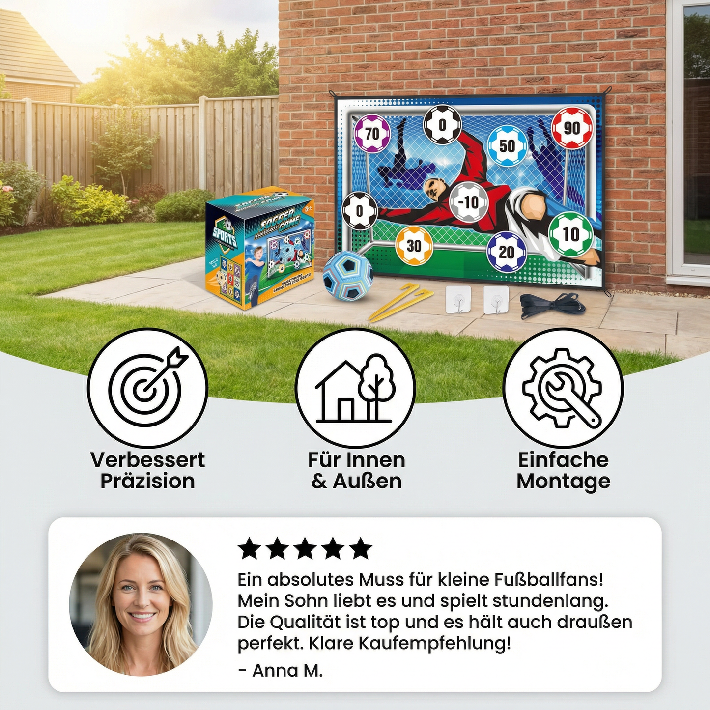 Klebende Fußball Zielschuss Wand  – Indoor & Outdoor Trainings- und Spielset