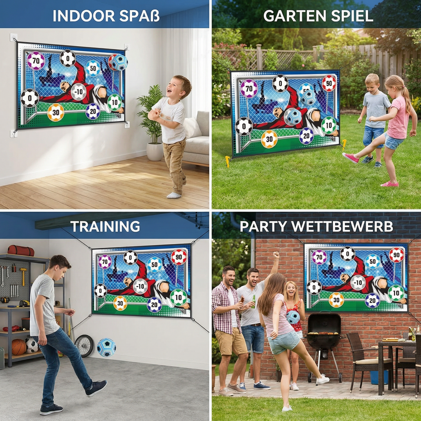 Klebende Fußball Zielschuss Wand  – Indoor & Outdoor Trainings- und Spielset
