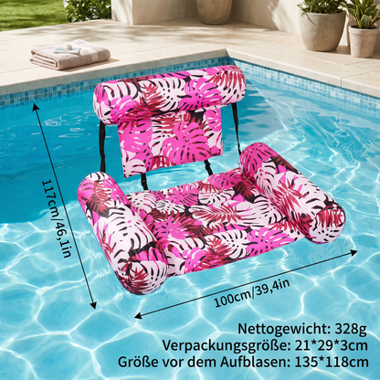 Aufblasbare Pool-Hängematte mit Rückenlehne – Faltbare Wasserliege