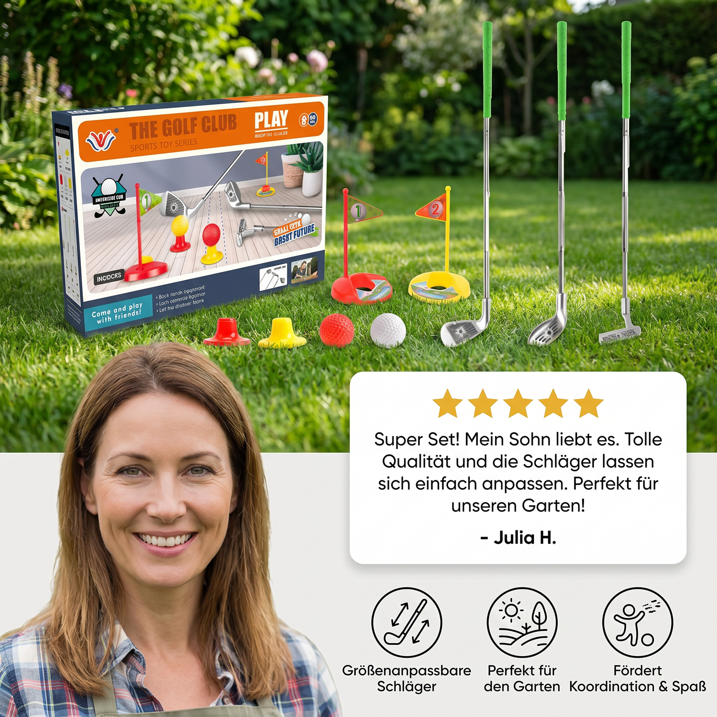 Kinder Golfspiel-Set mit Größenanpassbaren Schlägern - Perfekt für den Garten