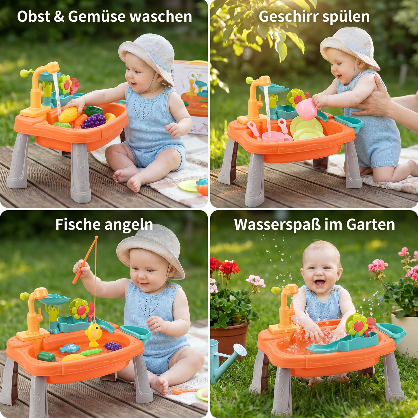 Ergonomisch Erhöhte Kinder-Spielküche mit elektrischer Wasserfunktion