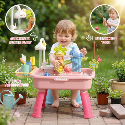 Sommer Wasser-Spieltisch mit automatischem Wasserfluss – Interaktives Spielset für Kinder