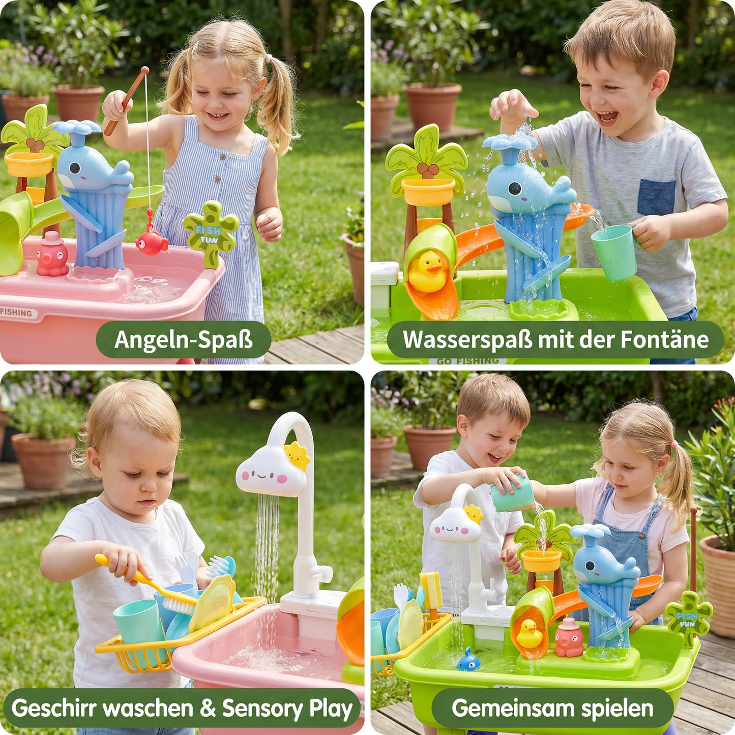 Sommer Wasser-Spieltisch mit automatischem Wasserfluss – Interaktives Spielset für Kinder
