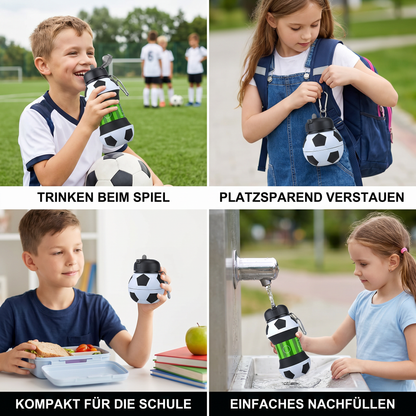 Faltbare und strapazierfähige Fußball-Trinkflasche aus Silikon
