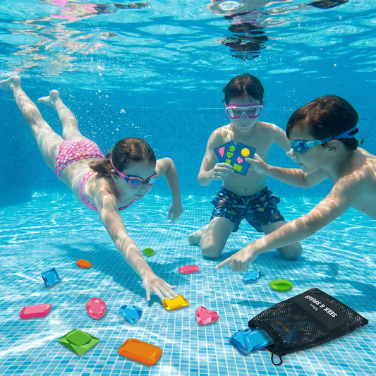 Unterwasser-Such- und Findespiel mit bunten Edelsteinen