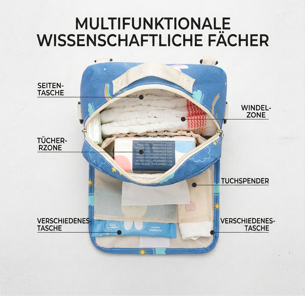 3-in-1 Kinderwagen-Organizer – Wasserdichte Wickeltasche mit isolierten Fächern