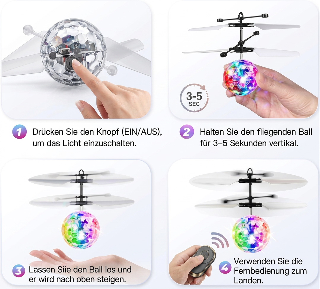 Handgesteuerter fliegender LED-Ball-Drohne für Kinder