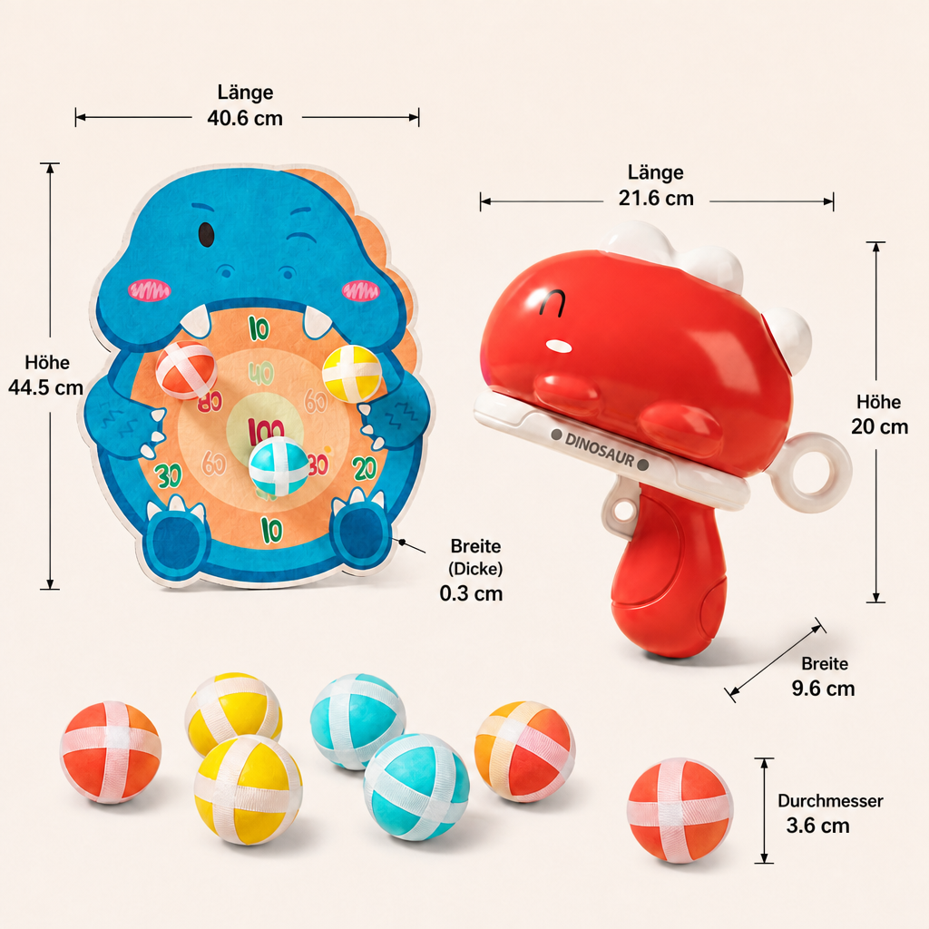 Dinosaurier-Klettball-Werfer – Zielschießspiel für Kinder