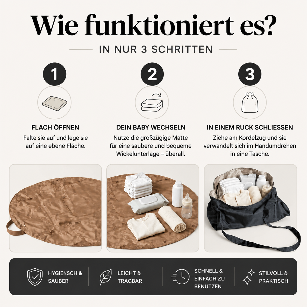 2-in-1 Faltbare Wickeltasche & Wickelunterlage – Leichte, geräumige Reisetasche für Mütter