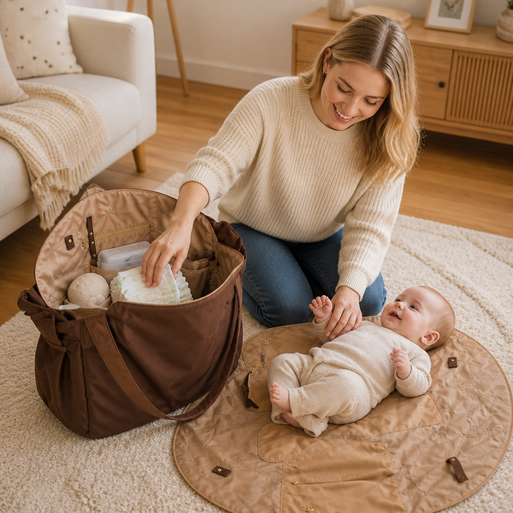 2-in-1 Faltbare Wickeltasche & Wickelunterlage – Leichte, geräumige Reisetasche für Mütter